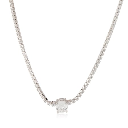 Diamonesque 7.50ct tw Emerald Tennis Necklace Sterling Silver 44cm