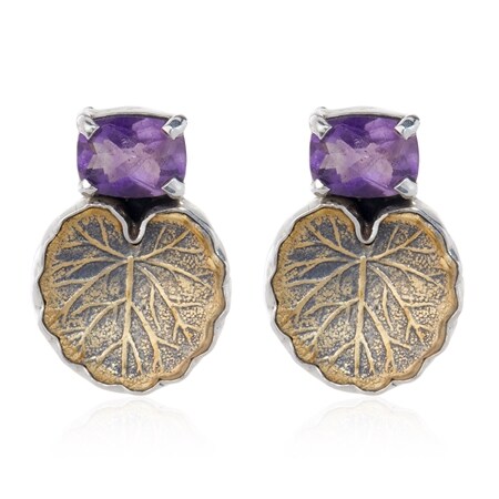 Amy Kahn Russell 3.4ct Leaf Earrings Sterling Silver