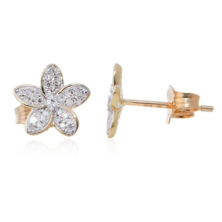 0.15ct Natural Diamond Flower Stud Earrings 9ct Gold
