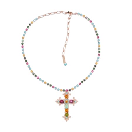 Mariana  Crystal Cross Necklace 72cm 18ct RGP