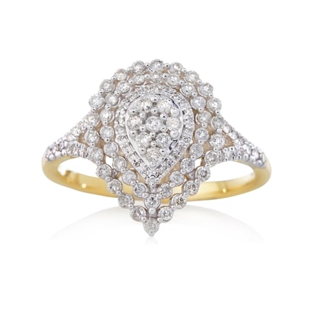 0.50ct Natural Diamond Teardrop Ring 9ct Gold with White Ring Box