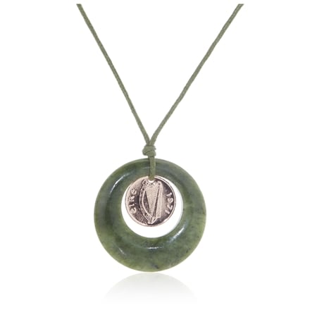 Connemara Marble Lucky Penny Coin Necklace 60cm Chain