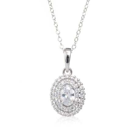 Diamonesque 0.89ct tw Oval Pendant Necklace 50cm Sterling Silver