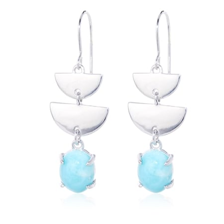 5.9ct Larimar Fan Design Earrings Sterling Silver