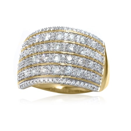1.00ct Natural Diamond Multi Row Statement Ring 9ct Gold