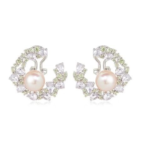 Gems of the Orient 9-10mm FWP, Amethyst & Peridot Earrings SS