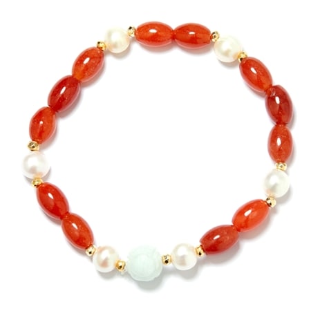 Gems of the Orient 10mm Jade, FWP & Hematite Stretch Bracelet