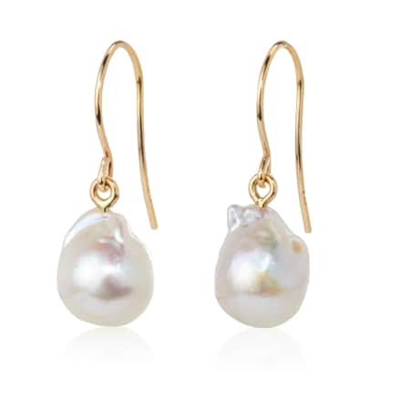 Matahina 8-9mm Japanese Akoya White/Pink Baroque Earrings 9ct Gold