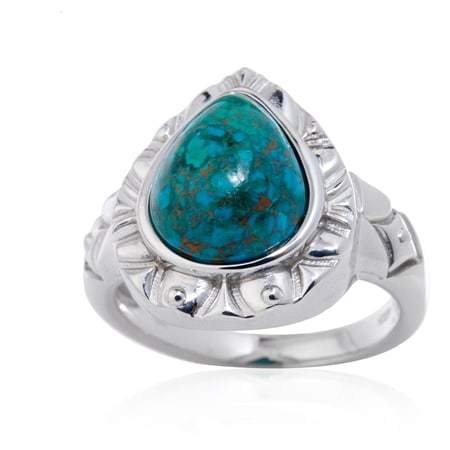 3.7ct Australian Chrysocolla Solitaire Ring Sterling Silver