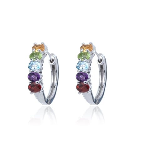 Rainbow Gems 1.8ct Gemstone Earrings Sterling Silver