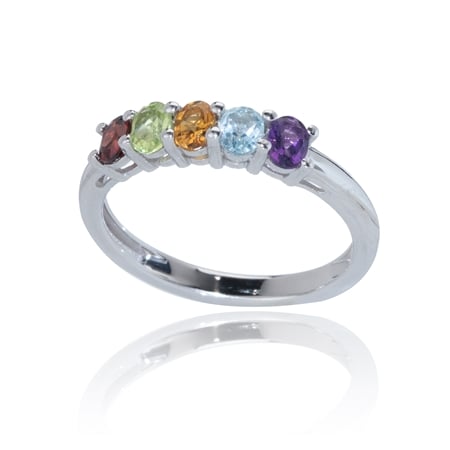 Rainbow Gems 0.94ct 5-Stone Ring Sterling Silver
