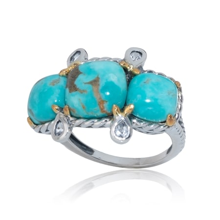 5.6ct Turquoise Trilogy Ring Sterling Silver