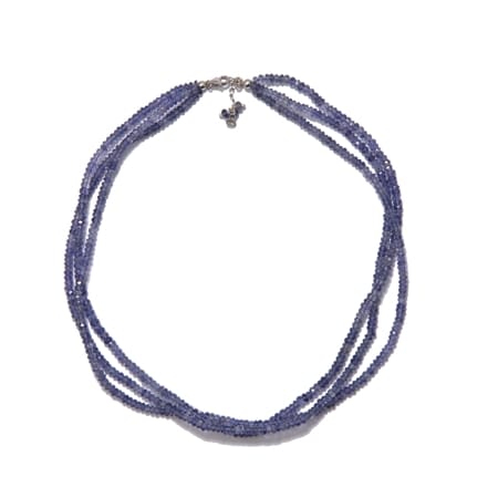 200.0ct Iolite Beaded Necklace Sterling Silver