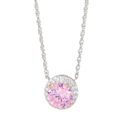 Diamonesque by Charlie Lapson 1.46ct tw Halo Pendant Necklace 50cm SS