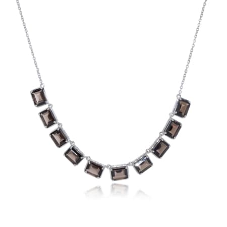 Octagon Gemstone Necklace 46cm Sterling Silver