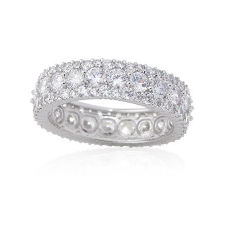 Diamonesque Luxe 3.74ct tw 3 Row Statement Eternity Ring Sterling Silver