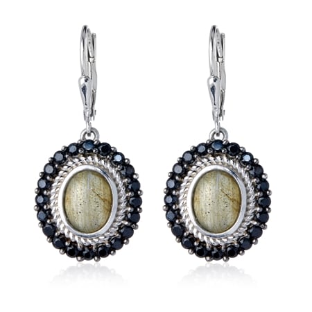3.2ct Labradorite & Black Spinel Earrings Sterling Silver