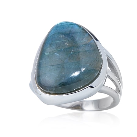 11.4ct Labradorite Fancy Solitaire Ring Sterling Silver
