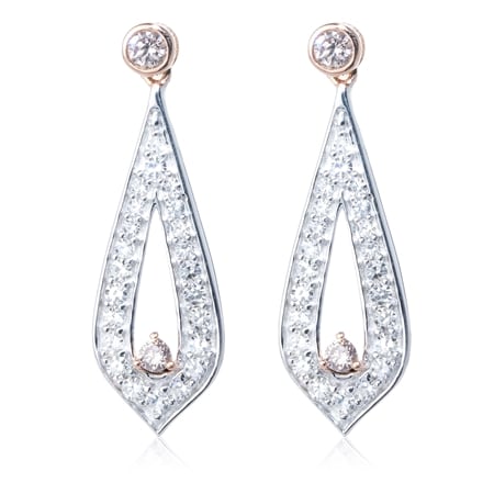 0.33ct Natural Pink Diamond Drop Earrings 9ct Gold
