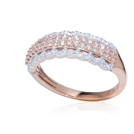 0.50ct Pink & White Diamond Multi Row Statement Ring 9ct Rose Gold