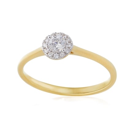 0.25ct F Colour Natural Diamond Solitaire Halo Ring 18ct YG