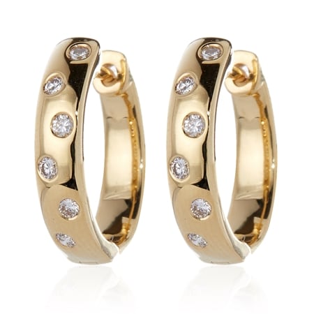 0.20ct F Colour Natural Diamond Swiss Set Hoop Earring 18ct YG