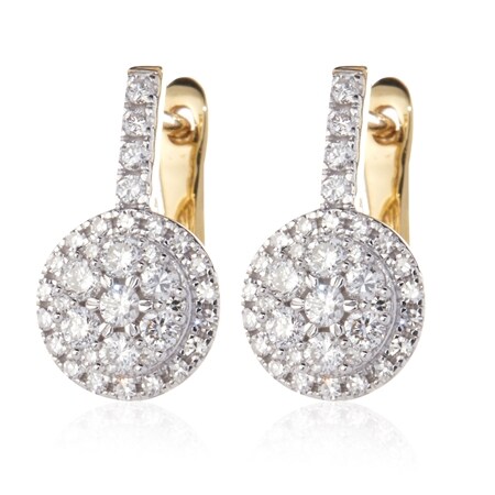 0.50ct F Colour Natural Diamond Round Drop Earring 18ct YG