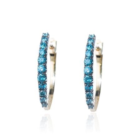 0.33ct Blue Diamond Hoop Earrings 9ct Yellow Gold
