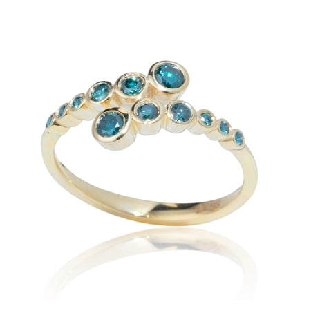 0.33ct Blue Diamond Crossover Ring 9ct Yellow Gold