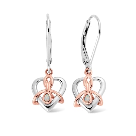 Clogau Dwynwen Opal Drop Earrings Sterling Silver & 9ct Rose Gold