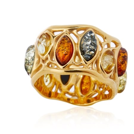 Baltic Amber 6.4ct Eternity Band Ring Sterling Silver GP