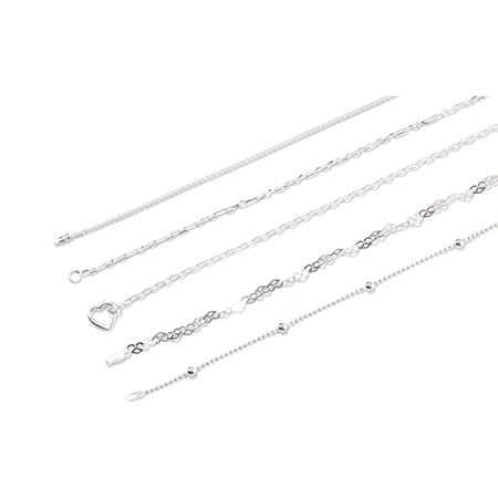 Sterling Silver Set of 5 Bracelets with Organza Bags