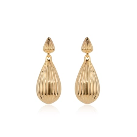 Oro Nuovo 14ct Yellow Gold Ribbed Teardrop Earring