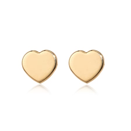 9ct Yellow Gold Heart Stud Earrings