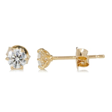 0.50ct Natural Diamond Round Brilliant Stud Earrings 14ct Yellow Gold