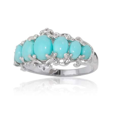2.7ct Sleeping Beauty Turquoise 7-Stone Ring Sterling Silver