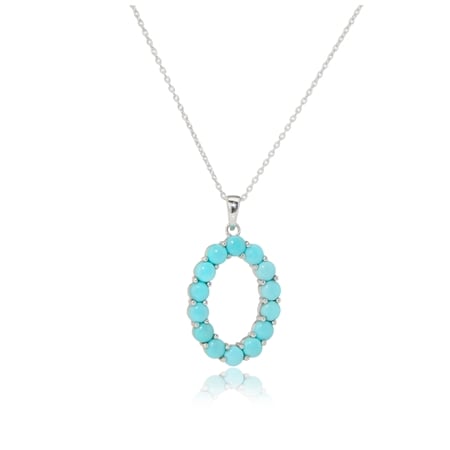 3.0ct Sleeping Beauty Turquoise Oval Pendant 50+5cm Sterling Silver