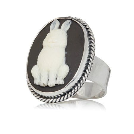 Amy Kahn Russell Rabbit Cameo Ring Sterling Silver