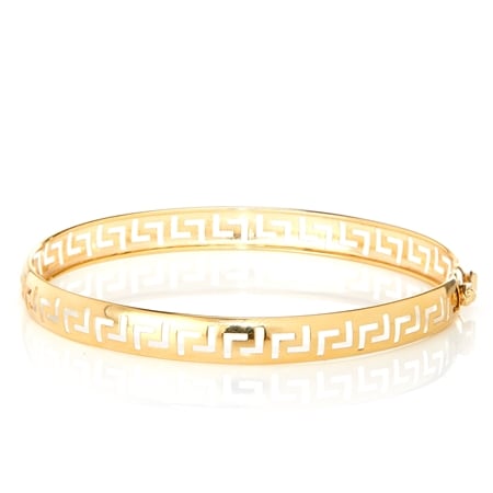 Splendido 14ct Yellow Gold Greek Key Design Flexi Bangle