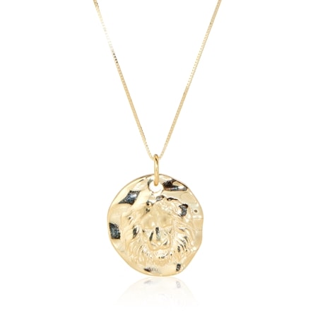 Splendido 14ct Yellow Gold Lion Coin Pendant Necklace 50cm