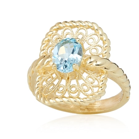 Passport To Turkey Filigree Gemstone Ring Sterling Silver GP