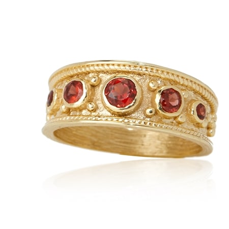 Passport To Turkey Etruscan Garnet Band Ring Sterling Silver GP
