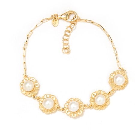 Passport To Turkey Vintage Pearl Bracelet 20-22cm Sterling Silver GP