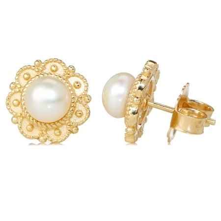 Passport To Turkey Vintage Pearl Earrings Sterling Silver GP