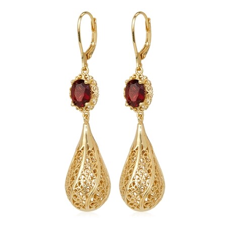 Passport To Turkey Filigree Gemstone Drop Earrings Sterling Silver GP