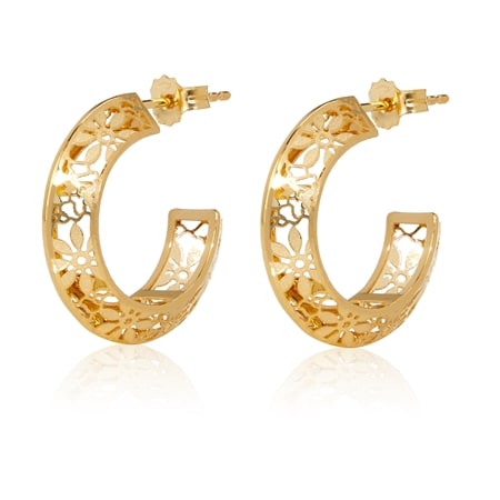 Splendido 14ct Yellow Gold Ricami Hoop Earrings
