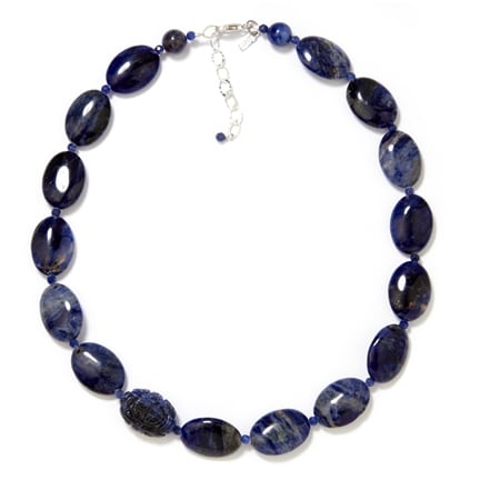 Amy Kahn Russell Oval Beaded Necklace Sterling Silver