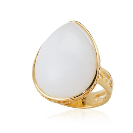 Gems of the Orient 17x24mm Pear White Jade Solitaire YGP