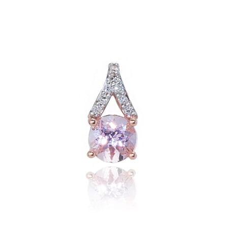 Gem Hunter 0.37ct Marropino Morganite & Diamond Accent Round Pendant 9ct RG