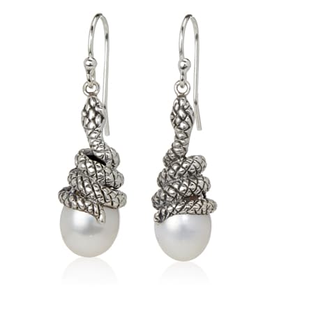 Samuel B Pearl Drop Earrings Sterling Silver